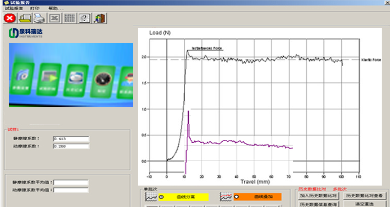 摩擦系數(shù)測試中靜與動摩擦力曲線